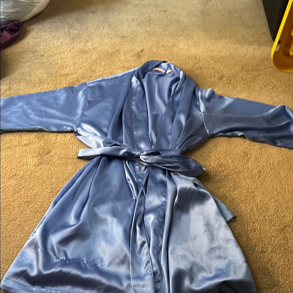 Victoria's Secret Blue Trench Coat Satin Finish